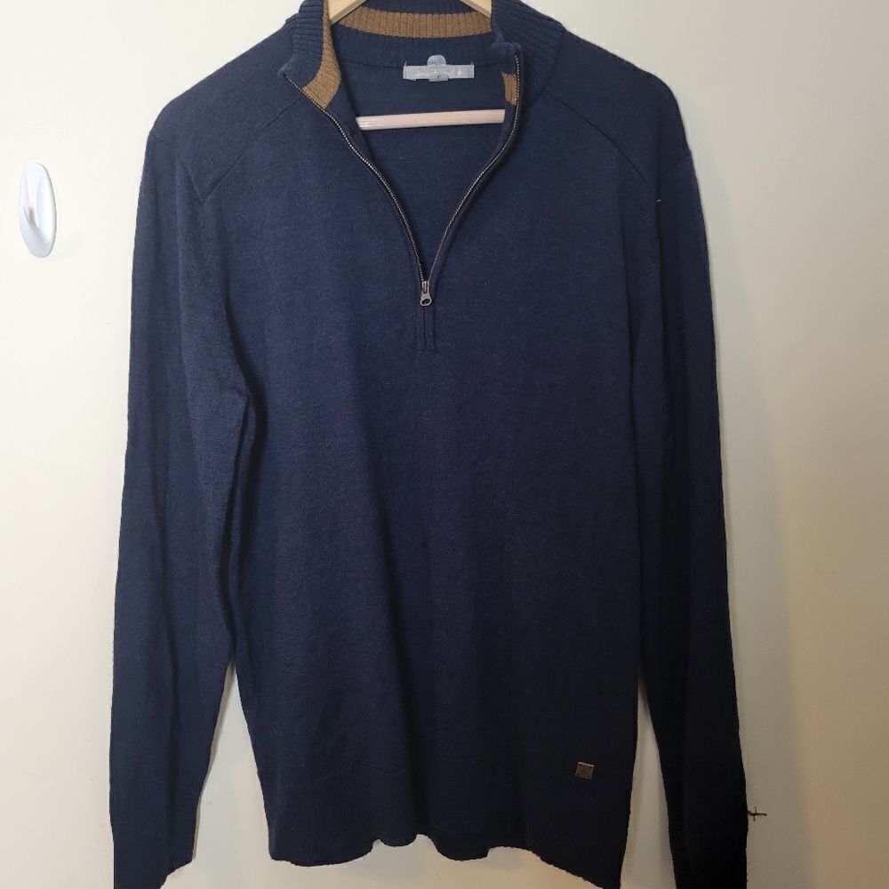 SmartWool Kiva Ridge Half Zip Sweater Merino Wool Navy Large